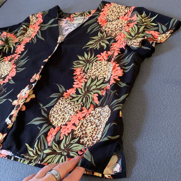 Vintage Hilo Hattie The Hawaiian Original Sz Large Top & Wrap Skirt Set Black - Picture 5 of 13